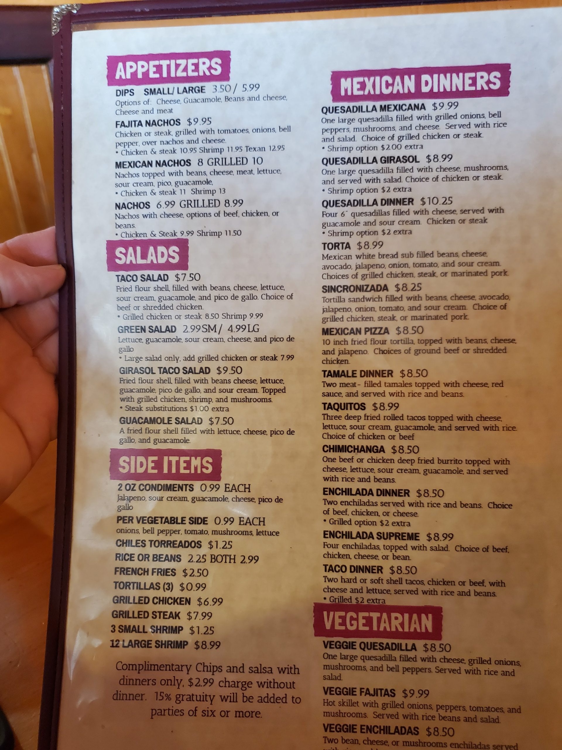 El Girasol Menu (Updated November 2024)